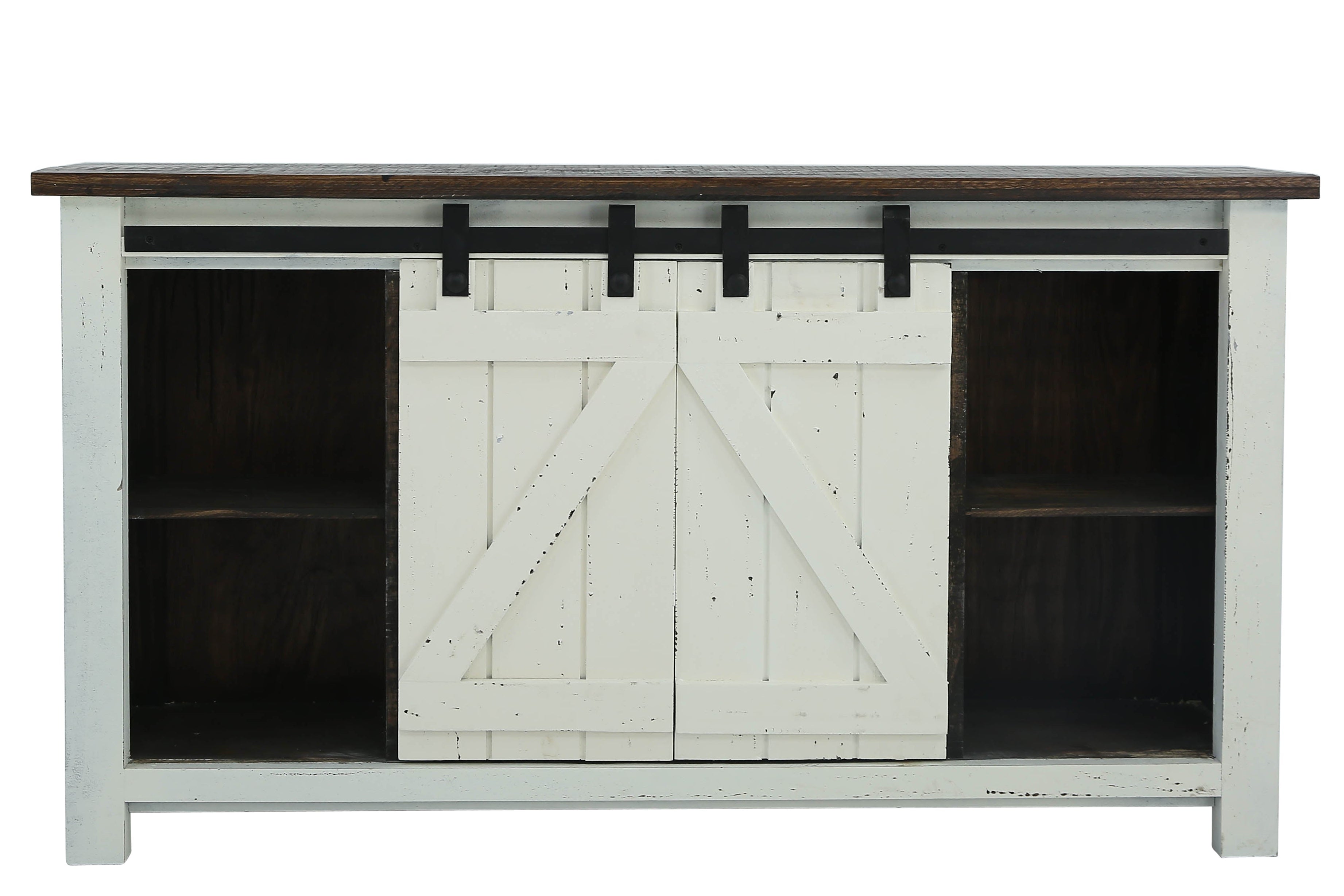 Sterling Barn Door Media Console - Aged White/Tobacco - Additional View 1