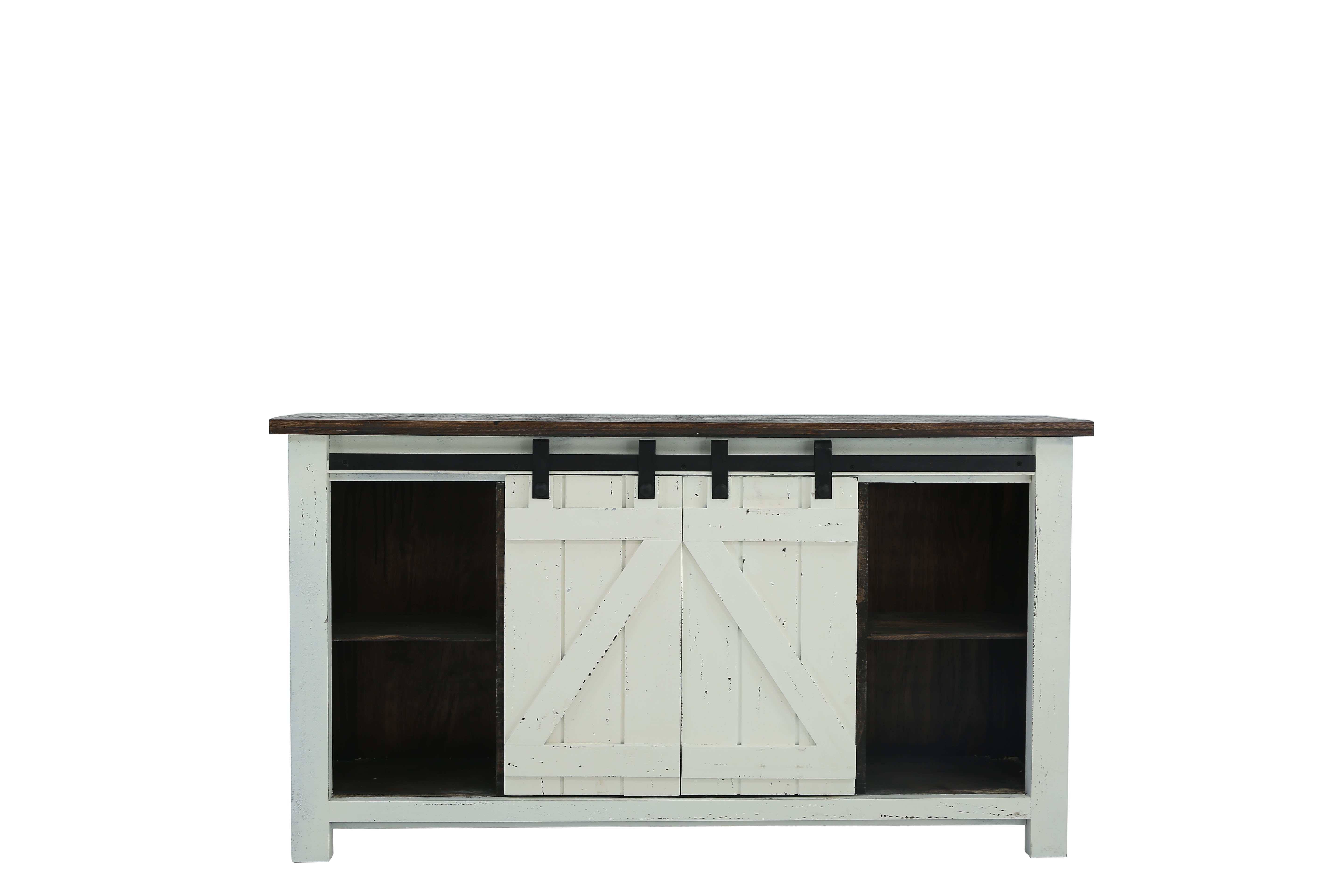 Sterling Barn Door Media Console - Aged White/Tobacco - Additional View 1