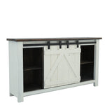 Sterling Barn Door Media Console - Aged White/Tobacco - Additional View 2