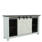 Sterling Barn Door Media Console - Aged White/Tobacco - Additional View 2