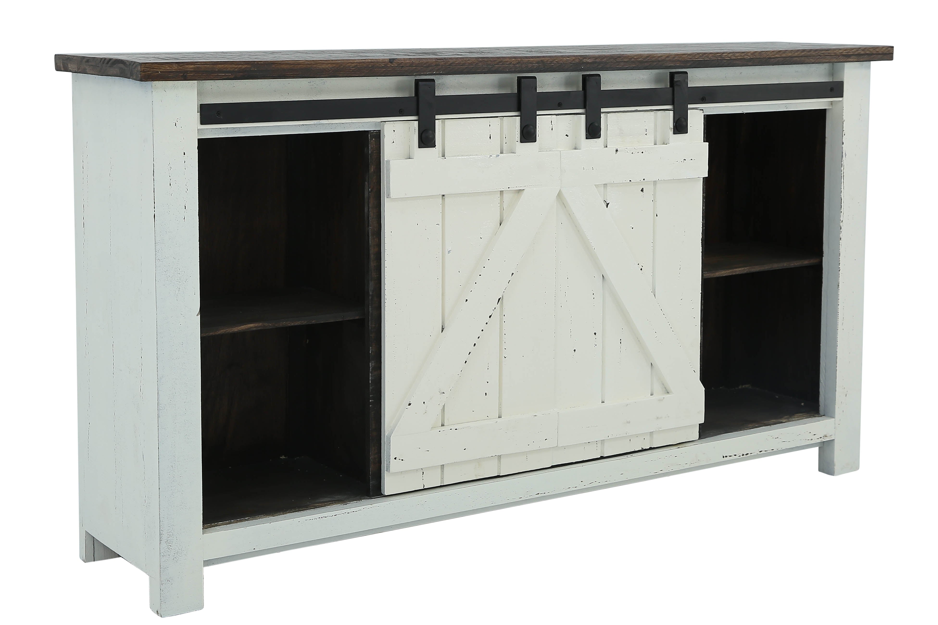 Sterling Barn Door Media Console - Aged White/Tobacco - Additional View 2
