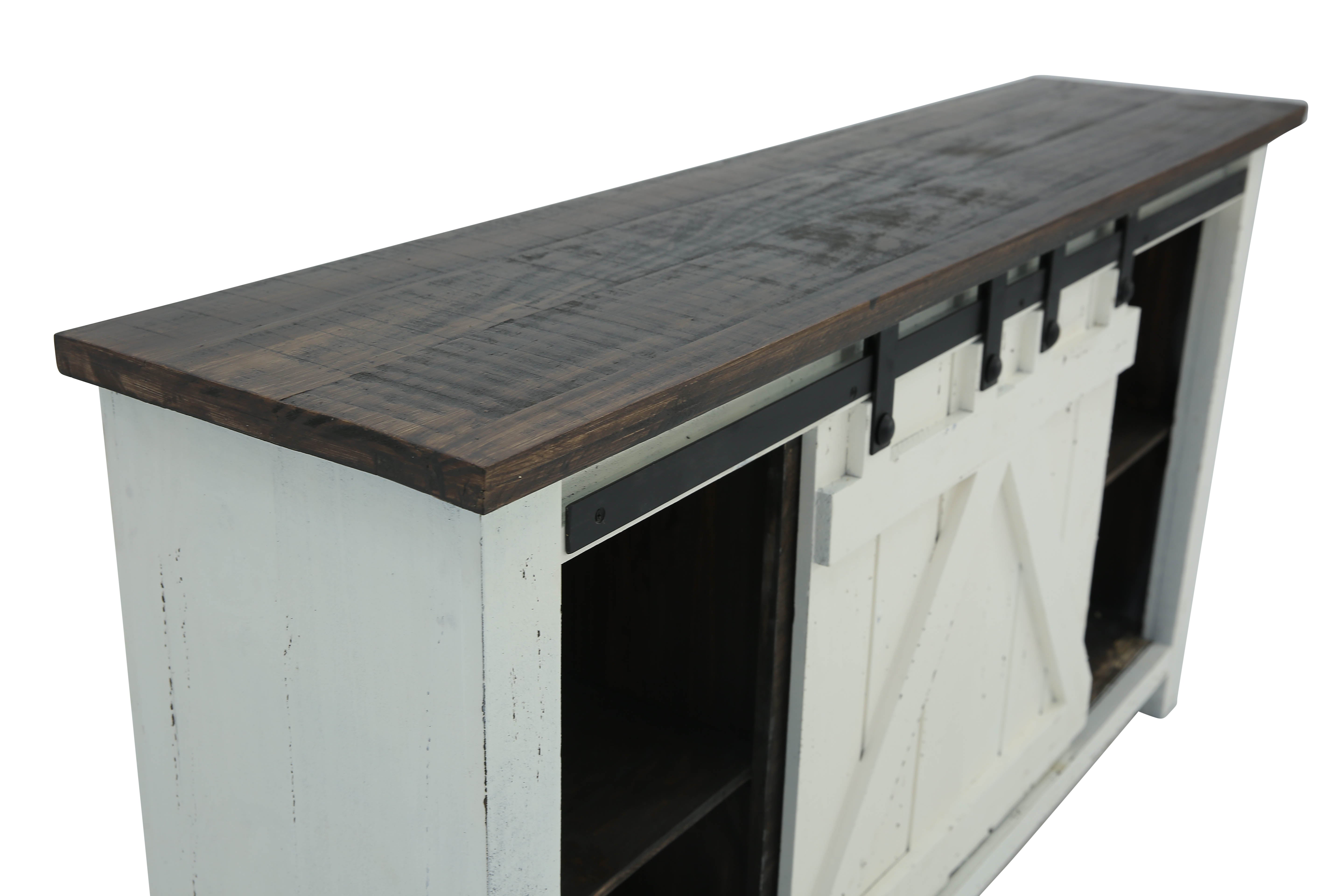 Sterling Barn Door Media Console - Aged White/Tobacco - Additional View 3