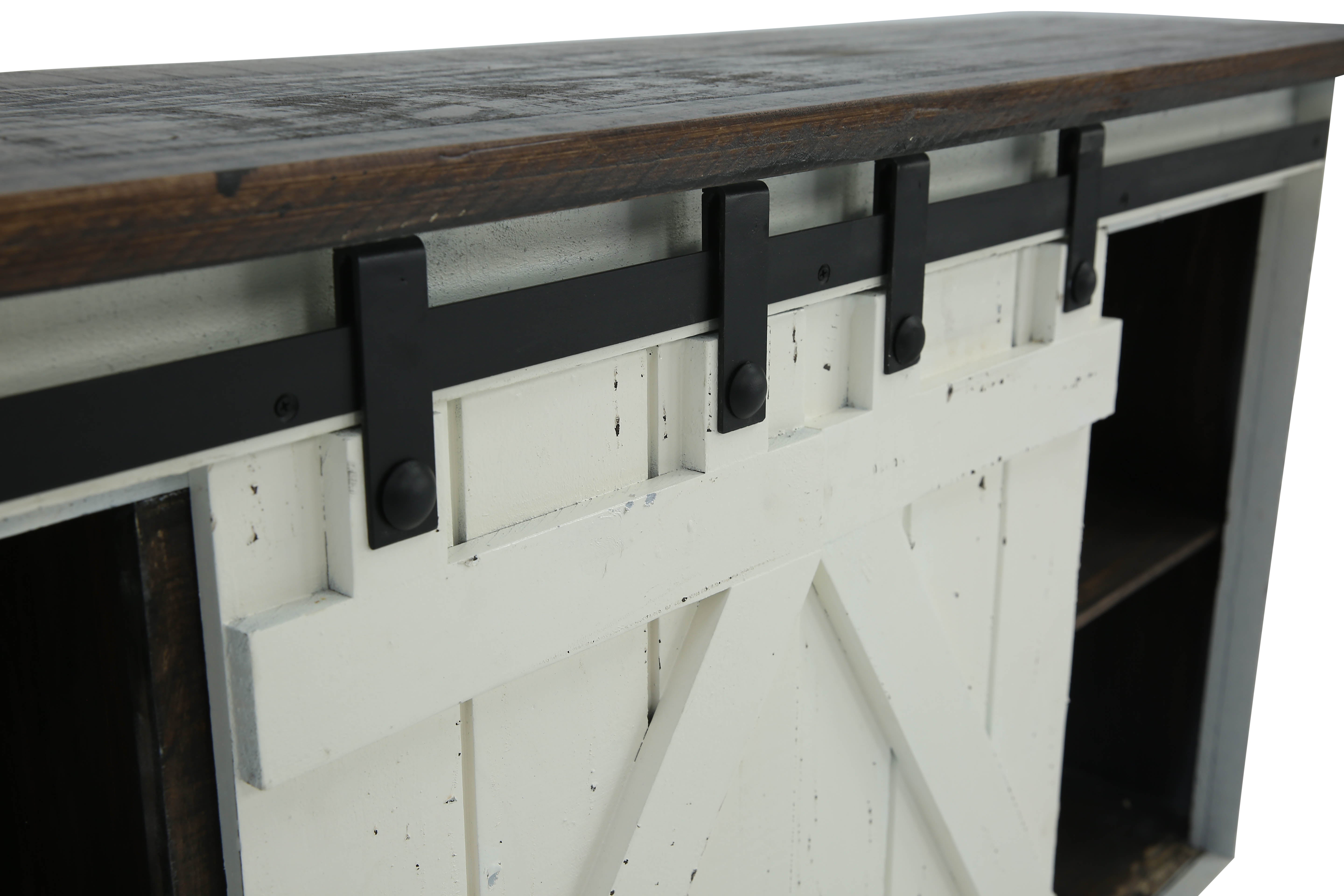 Sterling Barn Door Media Console - Aged White/Tobacco - Additional View 4