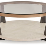 Ashley Furniture - FRAZWA ROUND COCKTAIL TABLE - Dark Gray Glass|Wood|Metal - Tables - Additional View 2