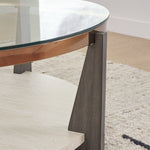 Ashley Furniture - FRAZWA ROUND COCKTAIL TABLE - Dark Gray Glass|Wood|Metal - Tables - Additional View 3