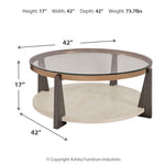 Ashley Furniture - FRAZWA ROUND COCKTAIL TABLE - Dark Gray Glass|Wood|Metal - Tables - Additional View 5