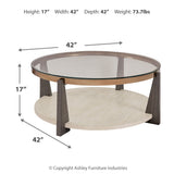 Ashley Furniture - FRAZWA ROUND COCKTAIL TABLE - Dark Gray Glass|Wood|Metal - Tables - Additional View 5