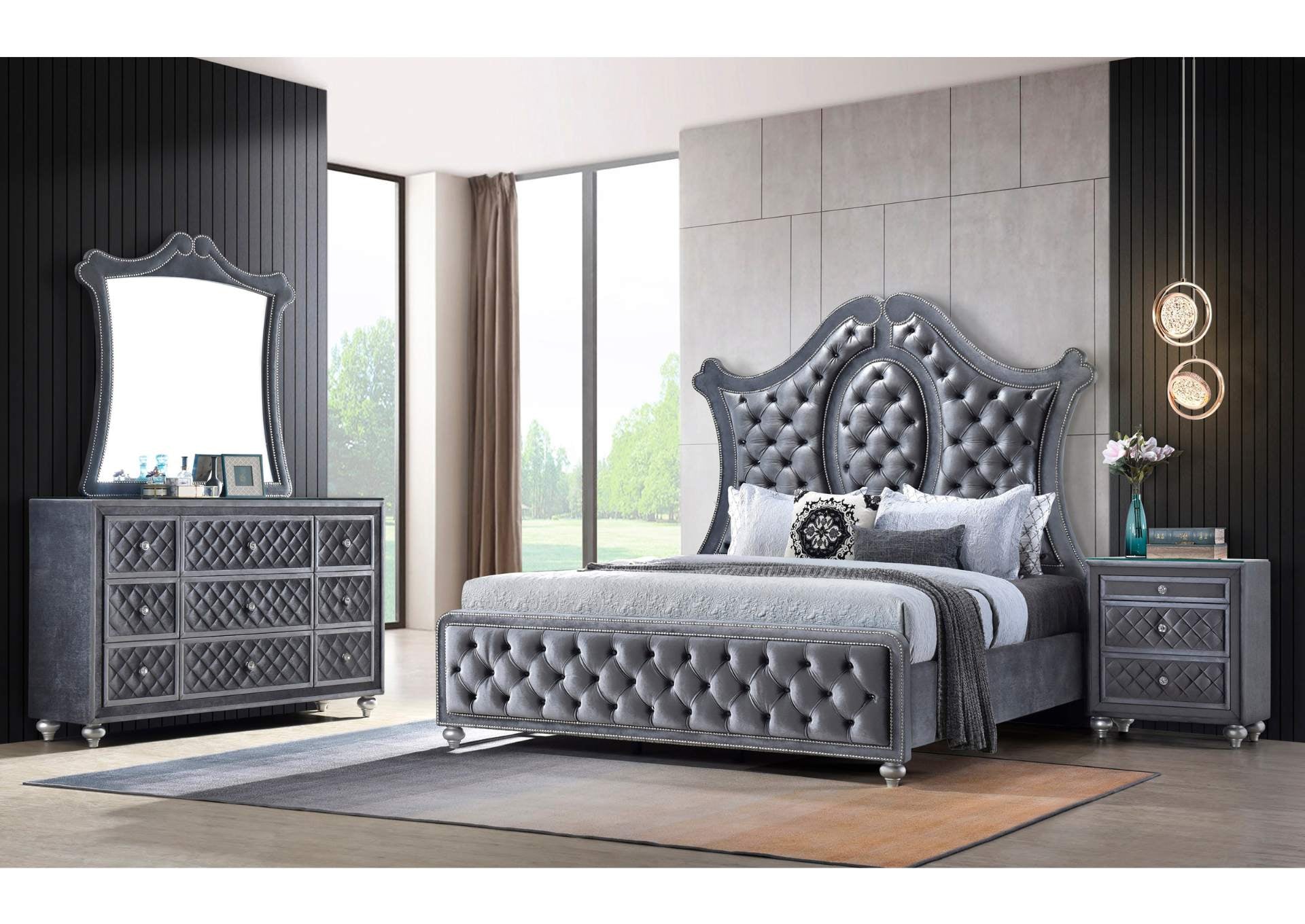Cameo King Bed - Silver - Additional View 3