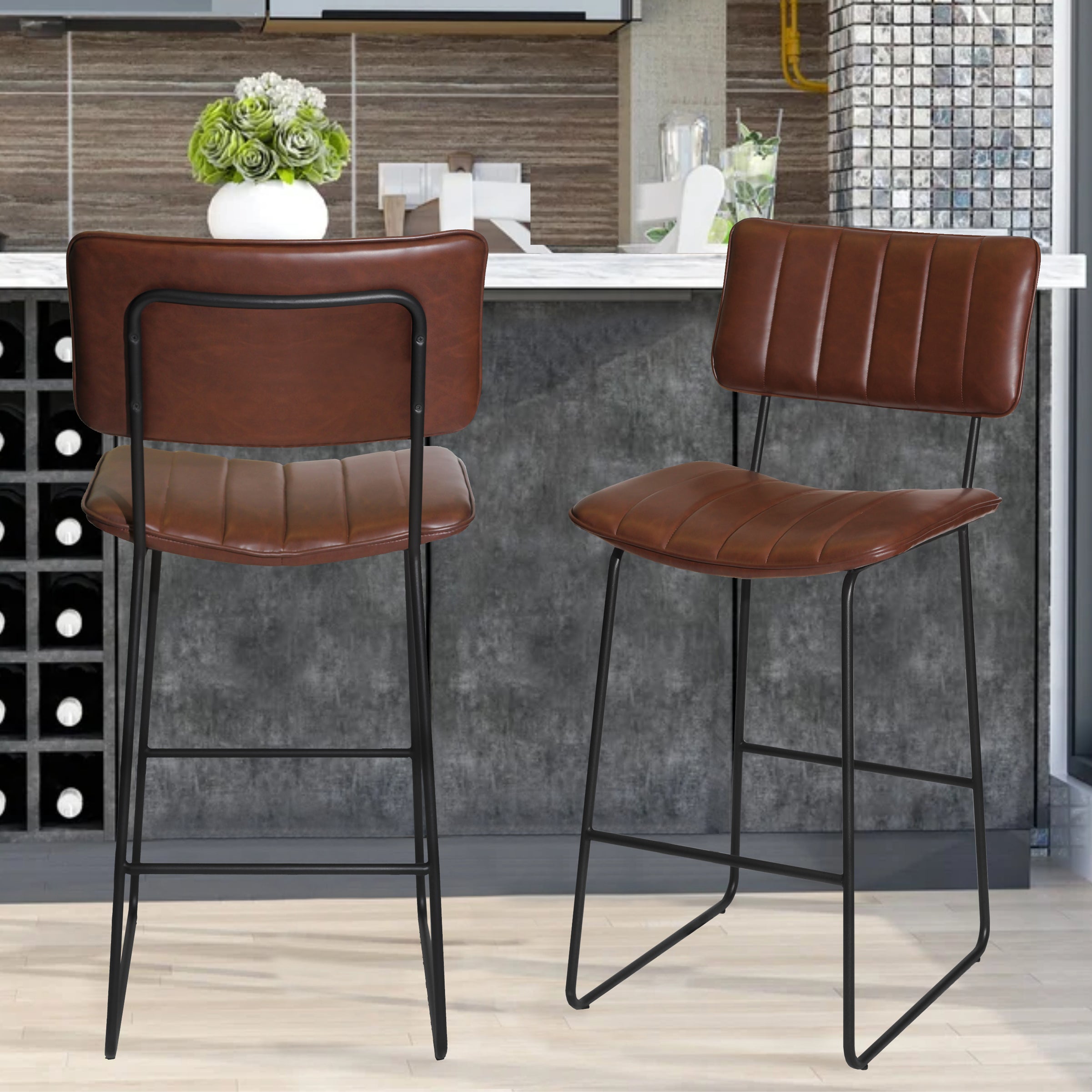 Steve Silver Furniture - Tribeca 30" Bar Chair - Dark Brown Wood - Stools - Additional View 3