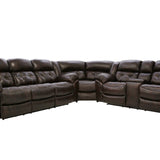 Hudson 3 Piece Power Leather Sectional - Chocolate