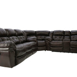 Hudson 3 Piece Power Leather Sectional - Chocolate - Additional View 1