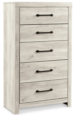 Ashley Furniture - Cambeck Five Drawer Chest - White - Beige Wood - Chests
