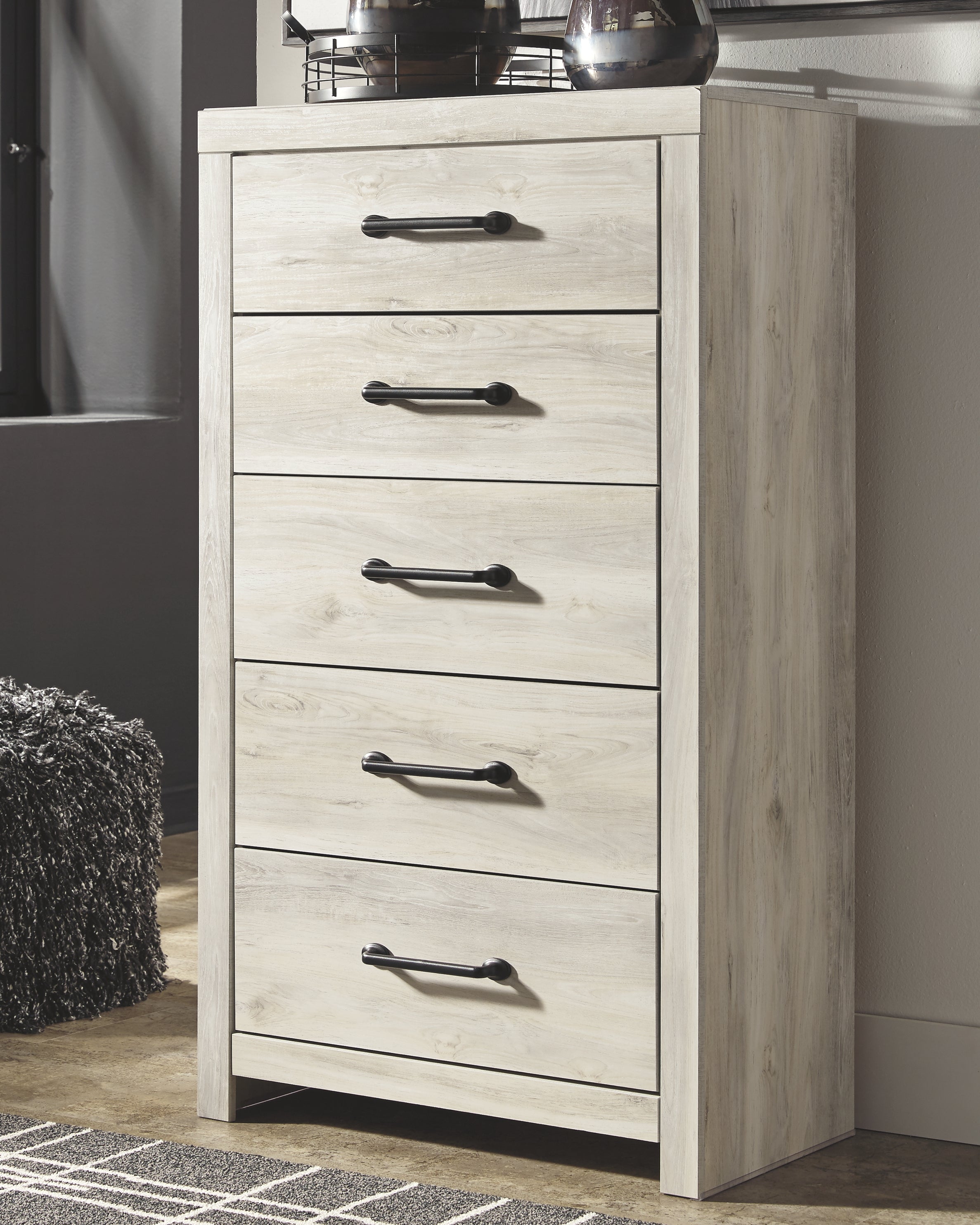 Ashley Furniture - Cambeck Five Drawer Chest - White - Beige Wood - Chests - Additional View 1
