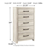 Ashley Furniture - Cambeck Five Drawer Chest - White - Beige Wood - Chests - Additional View 3