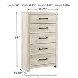 Ashley Furniture - Cambeck Five Drawer Chest - White - Beige Wood - Chests - Additional View 3