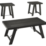 Ashley Furniture - NOORBROOK 3 PIECE OCCASIONAL TABLE SET - Black Metal|Wood - Tables