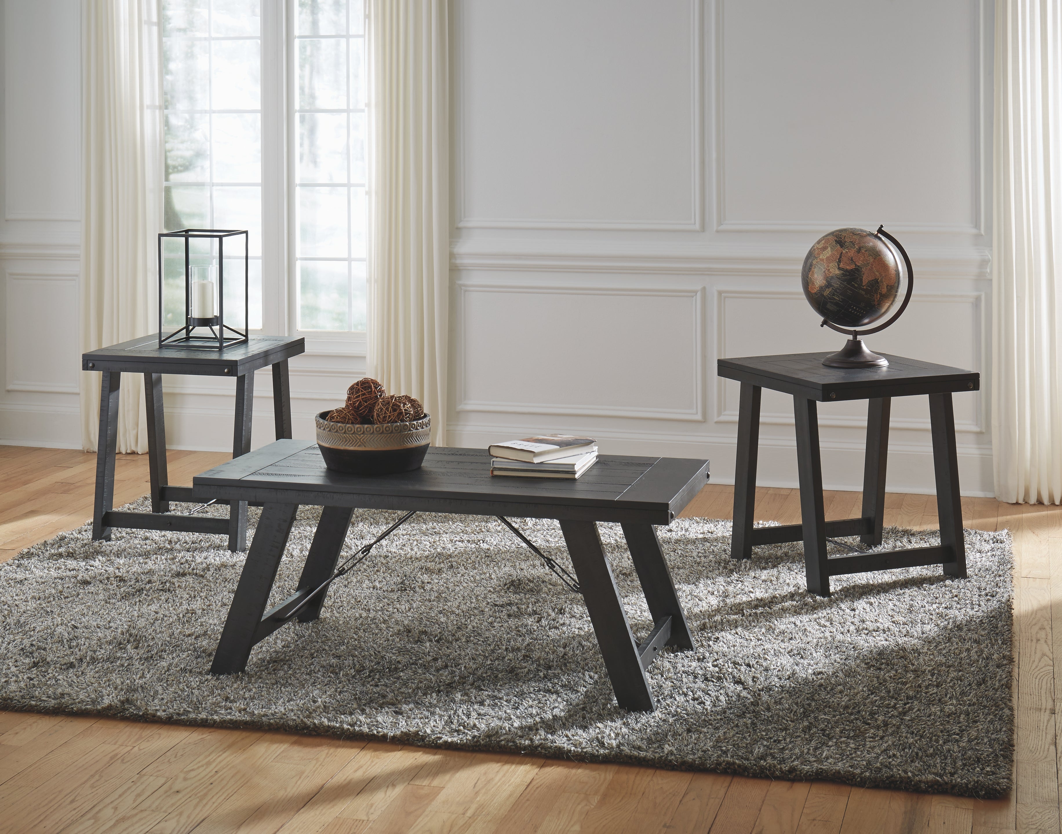 Ashley Furniture - NOORBROOK 3 PIECE OCCASIONAL TABLE SET - Black Metal|Wood - Tables - Additional View 1