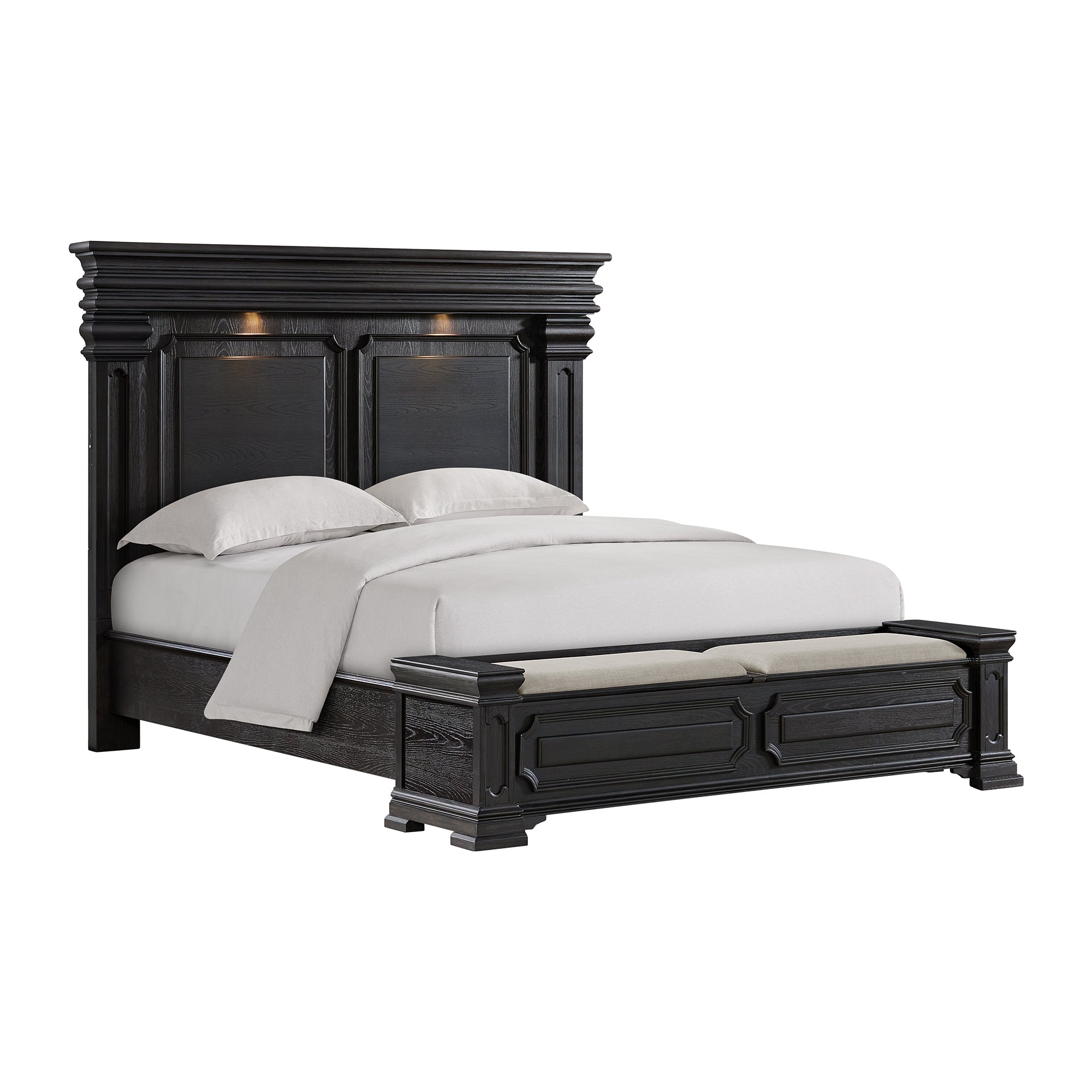 Elements International - KINGS COURT BLACK KING BED - Wood - Beds