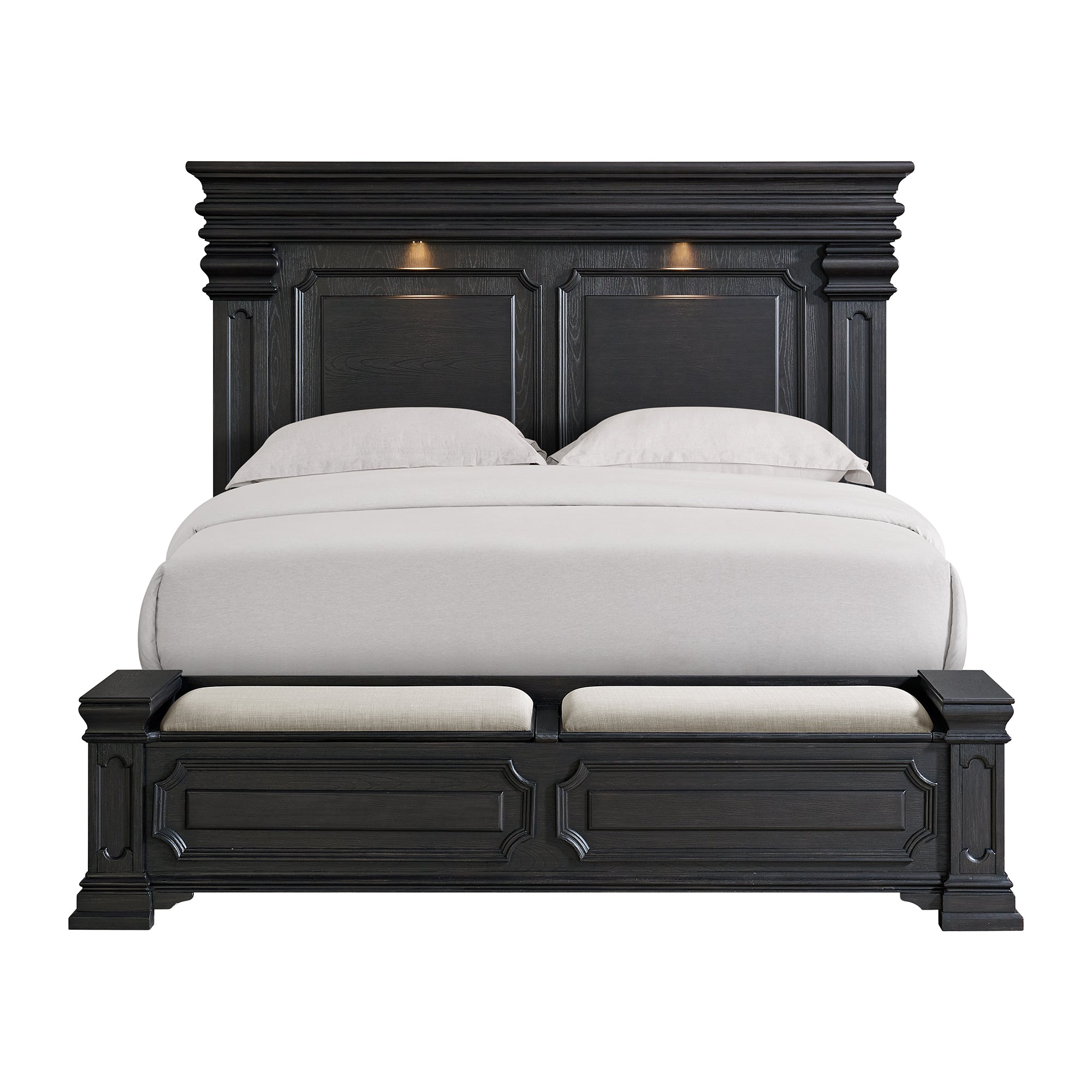 Elements International - KINGS COURT BLACK KING BED - Wood - Beds - Additional View 2
