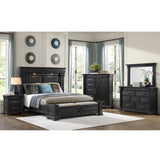 Elements International - KINGS COURT BLACK KING BED - Wood - Beds - Additional View 4