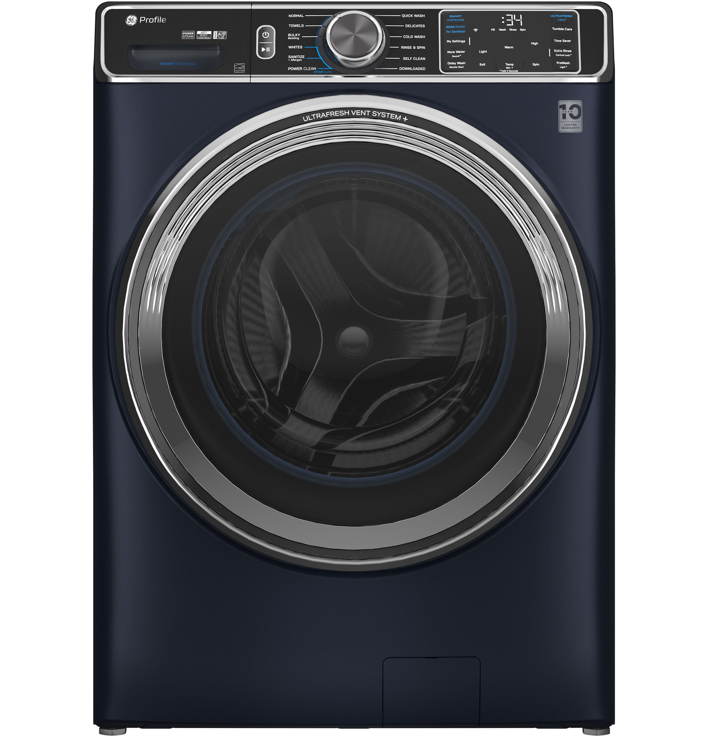 GE SAPPHIRE BLUE FRONT LOAD 5.3CU WASHER - Washers