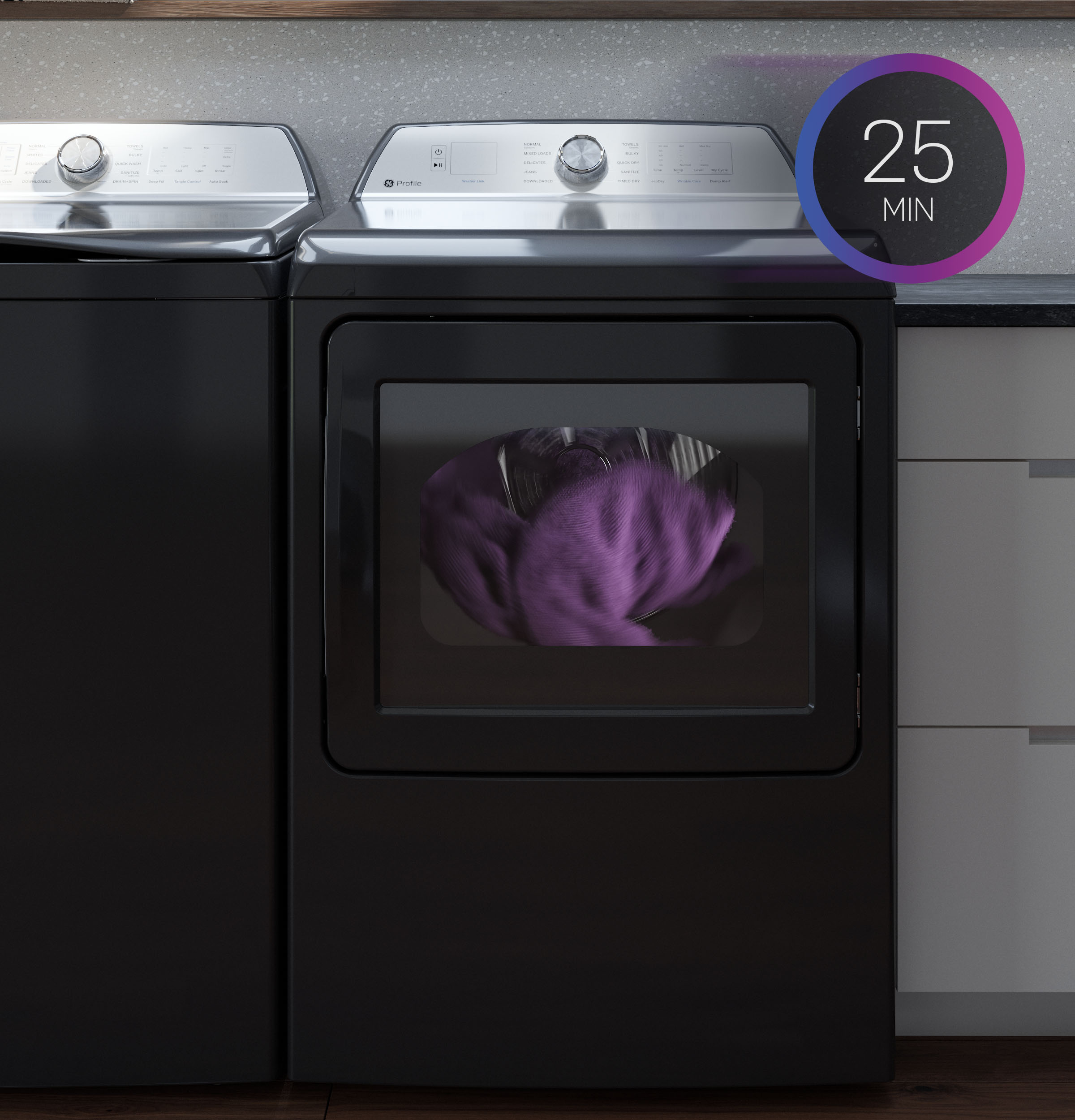GE DIAMOND GRAY 7.4CU ELECTRIC DRYER - Dark Gray - Dryers - Additional View 13