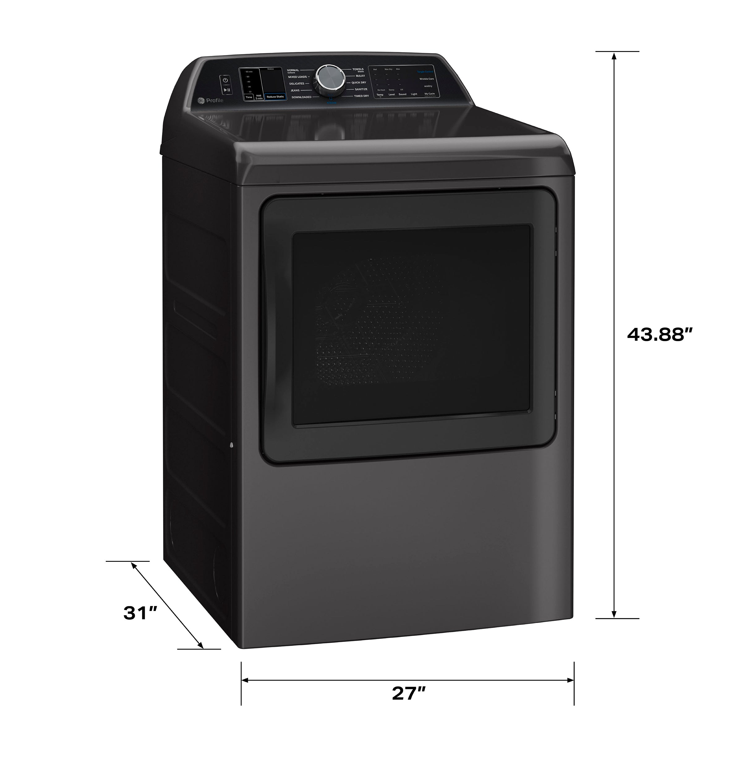 GE DIAMOND GRAY 7.4CU ELECTRIC DRYER - Dark Gray - Dryers - Additional View 18