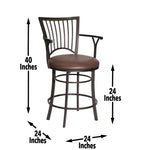 Steve Silver Furniture - Bayview 24" Swivel Counter Chair - Dark Brown Wood - Stools - Additional View 1