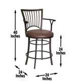 Steve Silver Furniture - Bayview 24" Swivel Counter Chair - Dark Brown Wood - Stools - Additional View 1