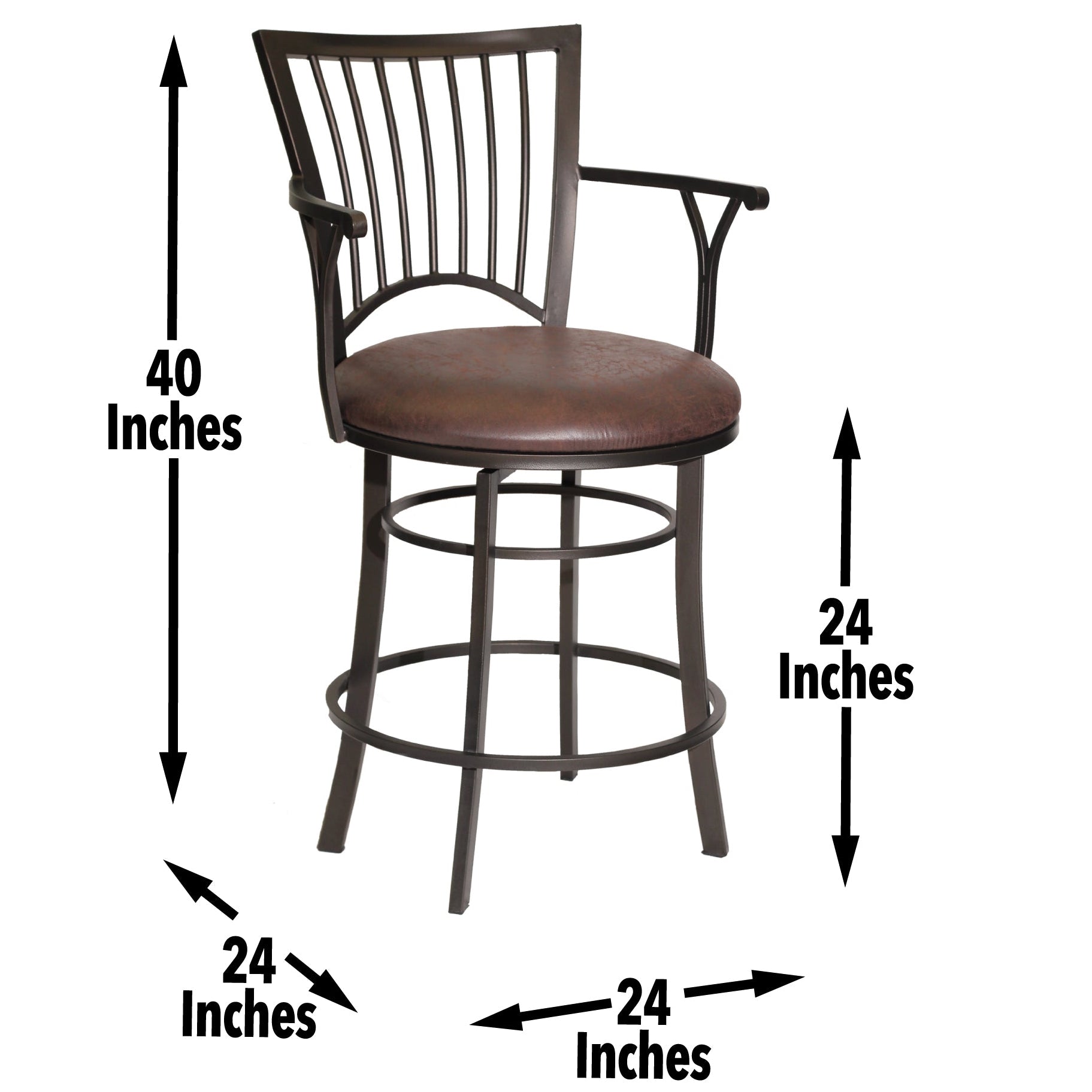 Steve Silver Furniture - Bayview 24" Swivel Counter Chair - Dark Brown Wood - Stools - Additional View 1