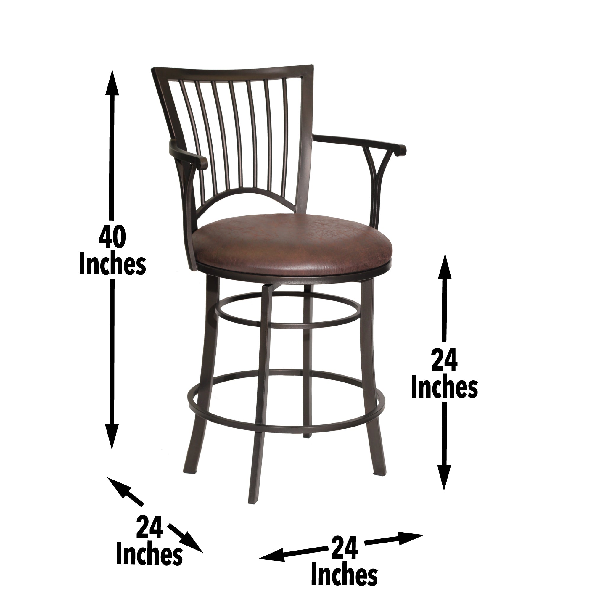 Steve Silver Furniture - Bayview 24" Swivel Counter Chair - Dark Brown Wood - Stools - Additional View 1