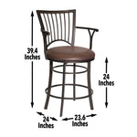 Steve Silver Furniture - Bayview 24" Swivel Counter Chair - Dark Brown Wood - Stools - Additional View 2