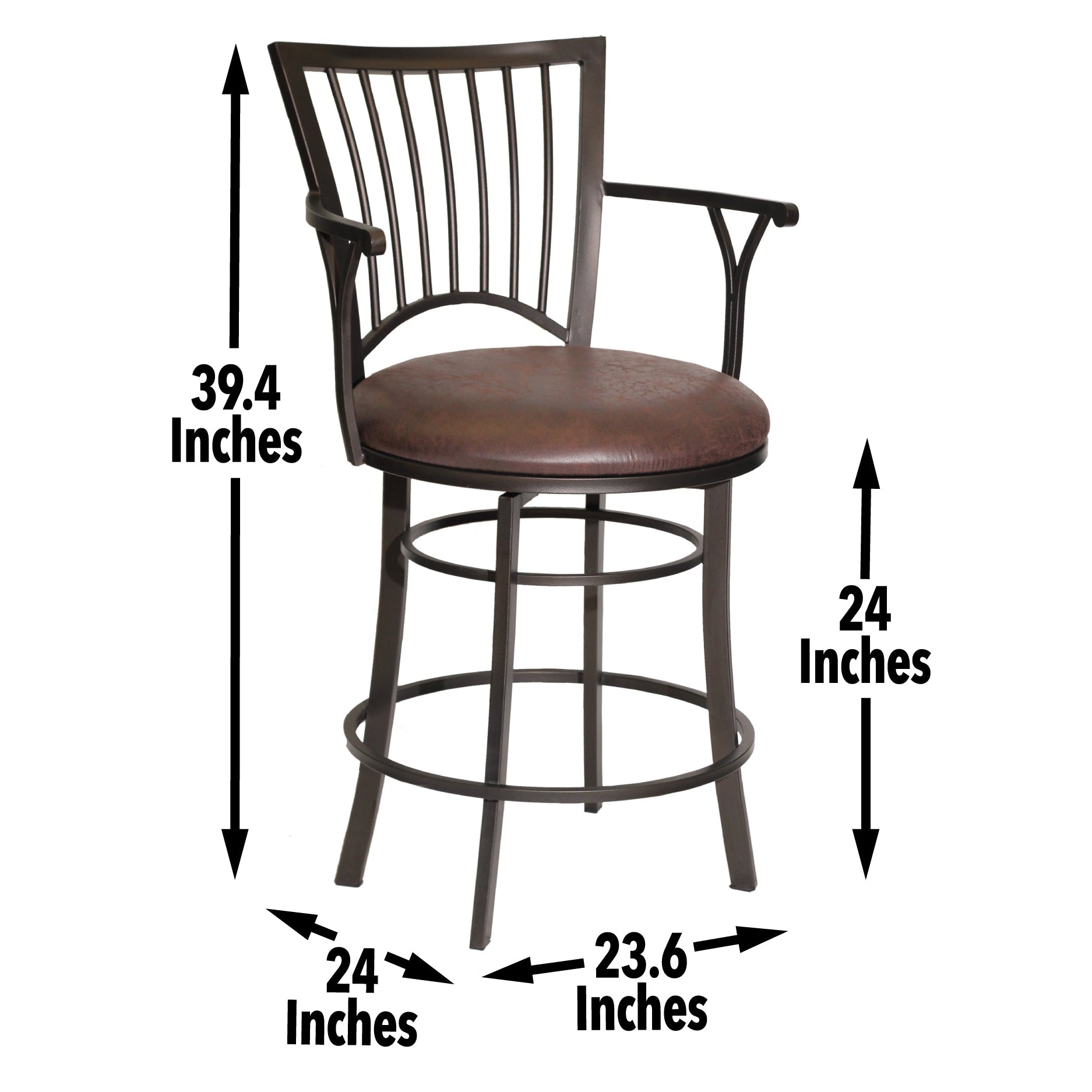 Steve Silver Furniture - Bayview 24" Swivel Counter Chair - Dark Brown Wood - Stools - Additional View 2