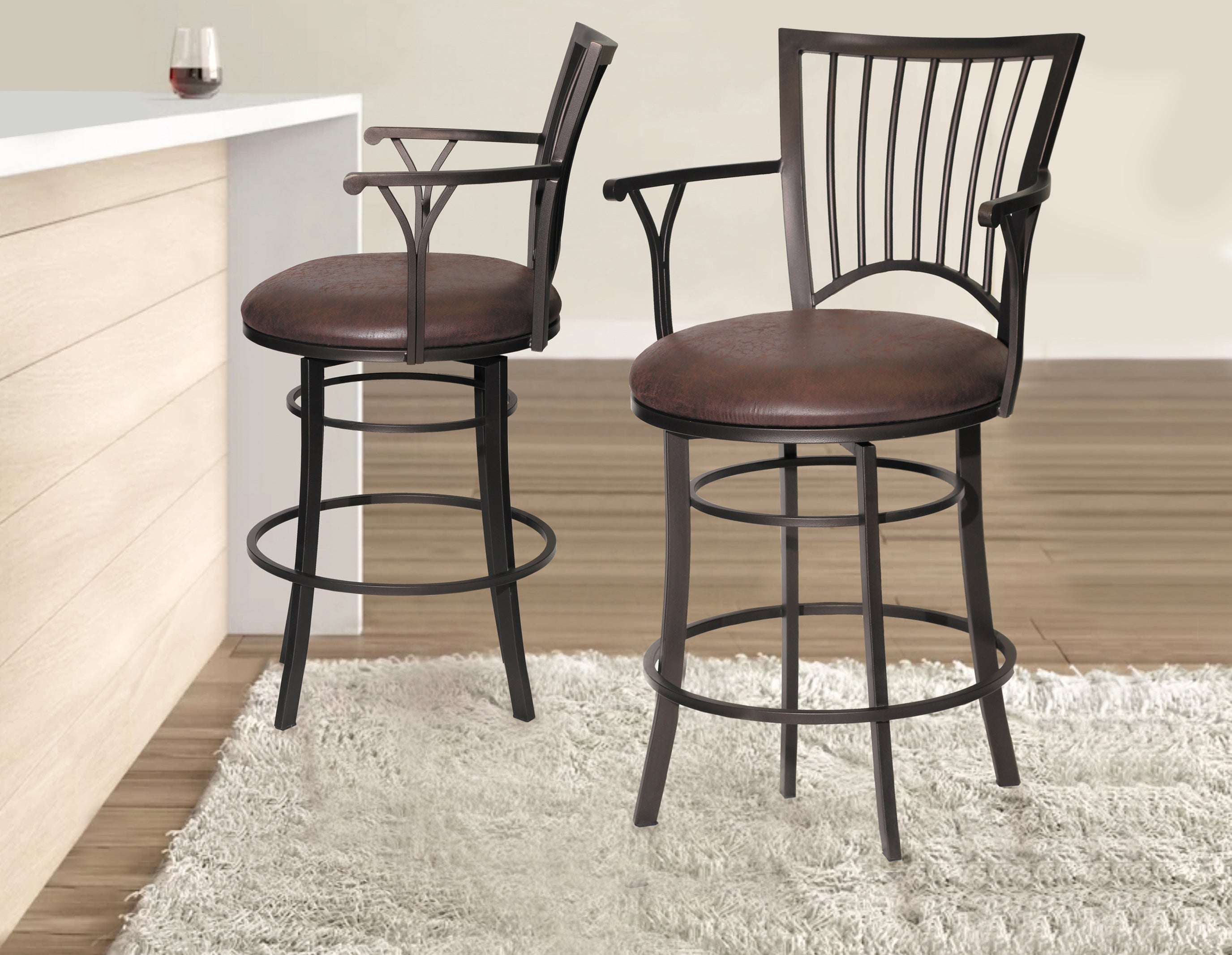 Steve Silver Furniture - Bayview 24" Swivel Counter Chair - Dark Brown Wood - Stools - Additional View 6