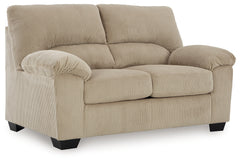 Ashley Furniture - Simplejoy Loveseat - Sand - Beige Fabric - Loveseats