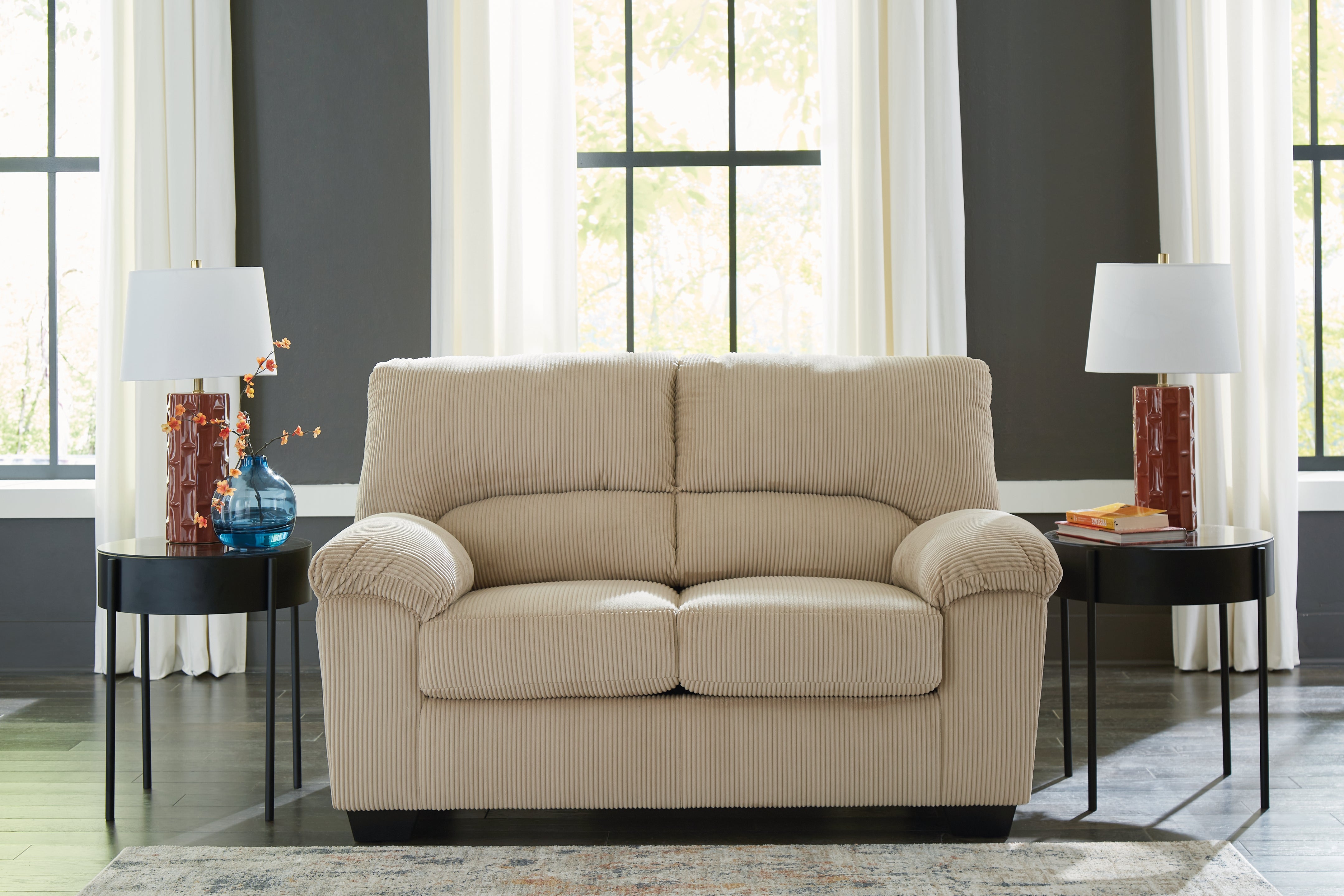 Ashley Furniture - Simplejoy Loveseat - Sand - Beige Fabric - Loveseats - Additional View 1