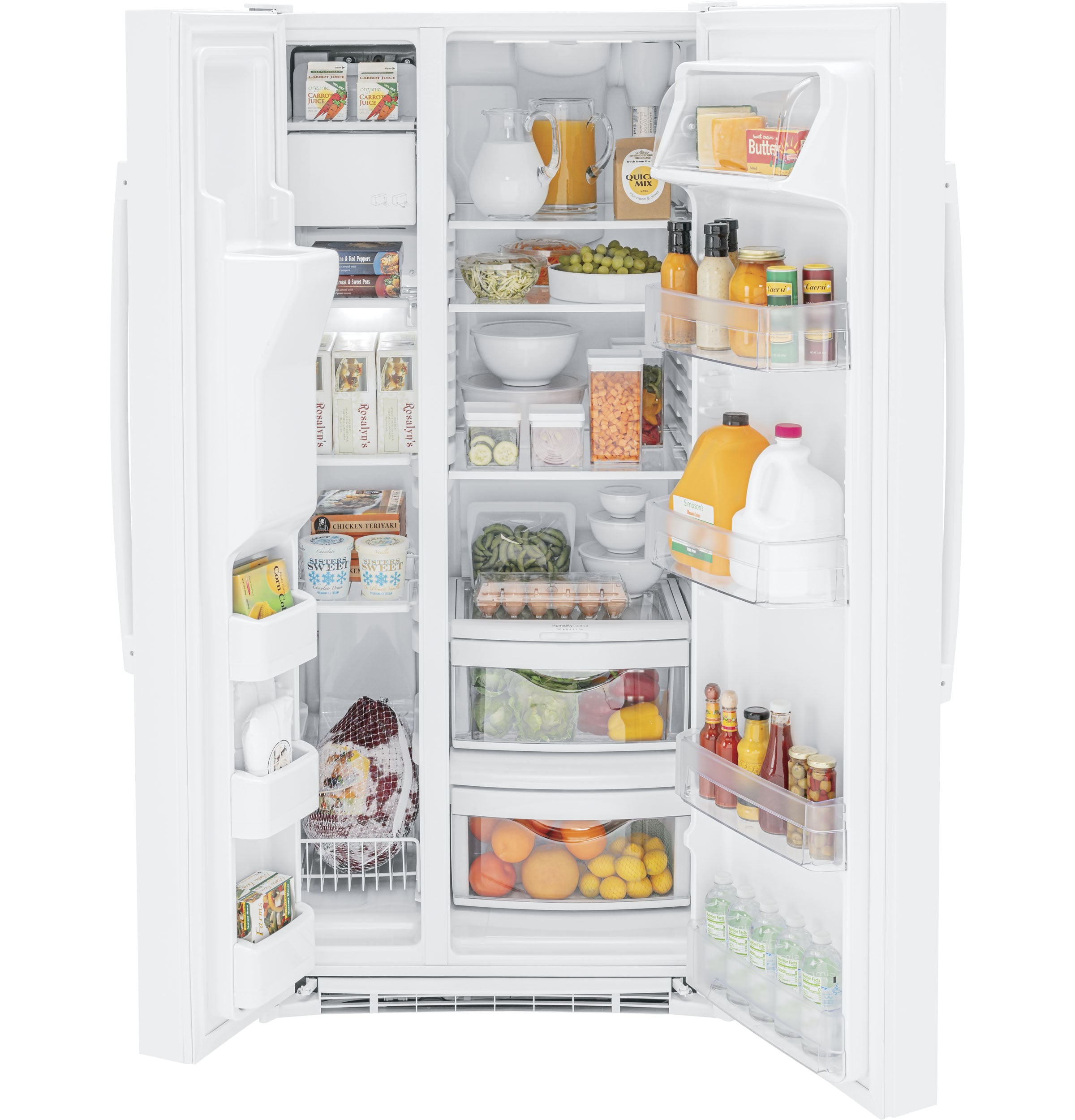 GE WHITE SIDE BY SIDE 23CU REFRIGERATOR - Refrigerators - Additional View 1