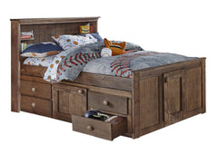 Diego Chestnut Twin Captain's Bed With Storage And Bunkie Mattress