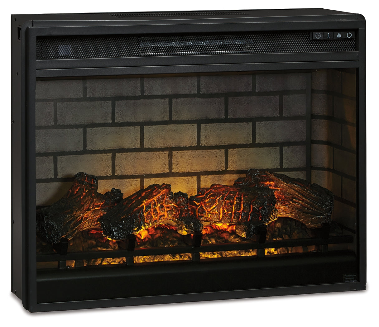 Ashley Furniture - ENTERTAINMENT ACCESSORIES LARGE FIREPLACE INSERT INFRARED - Black Glass|Metal - Fireplace Inserts