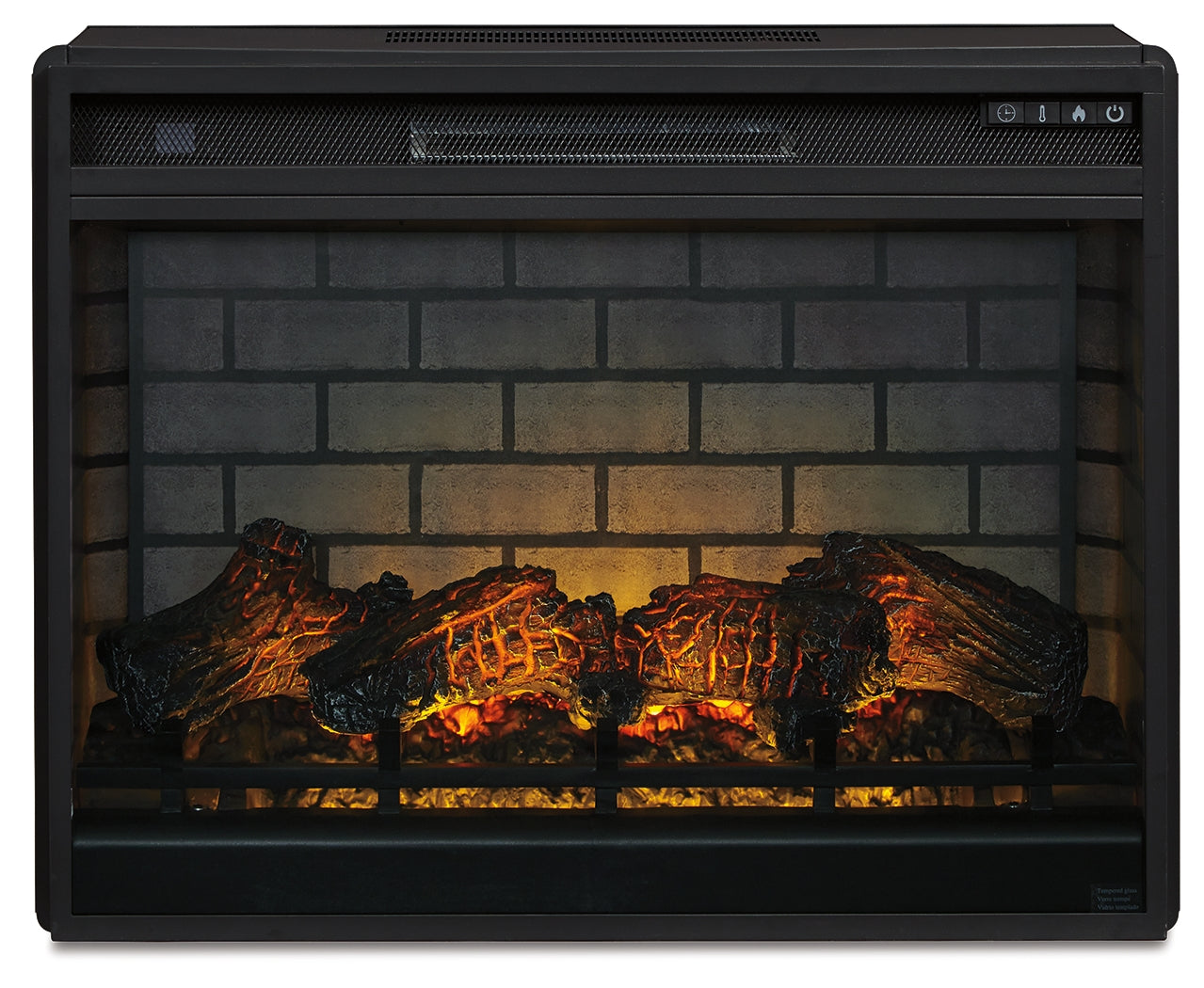 Ashley Furniture - ENTERTAINMENT ACCESSORIES LARGE FIREPLACE INSERT INFRARED - Black Glass|Metal - Fireplace Inserts - Additional View 1