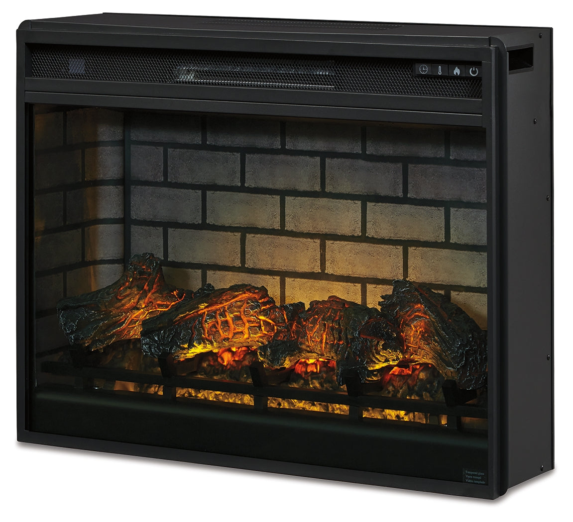 Ashley Furniture - ENTERTAINMENT ACCESSORIES LARGE FIREPLACE INSERT INFRARED - Black Glass|Metal - Fireplace Inserts - Additional View 2