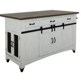 International Furniture Direct - PUEBLO WHITE KITCHEN ISLAND - White|Dark Brown Wood - Islands & Carts