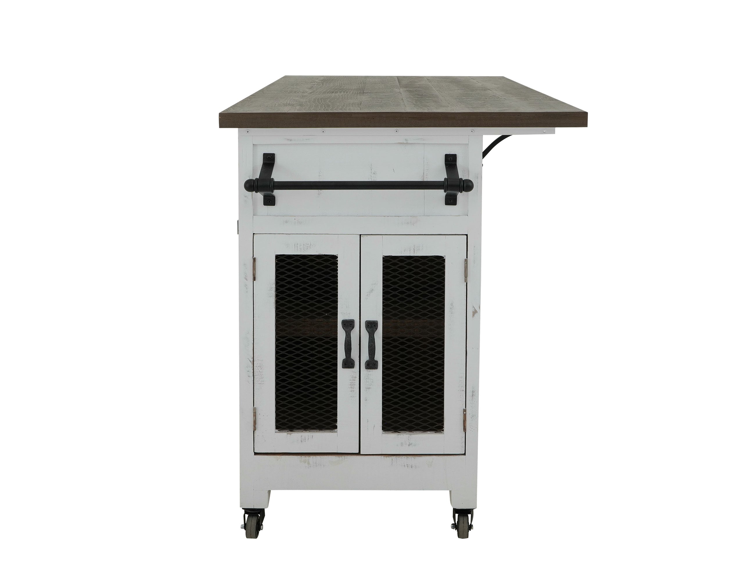 International Furniture Direct - PUEBLO WHITE KITCHEN ISLAND - White|Dark Brown Wood - Islands & Carts - Additional View 1