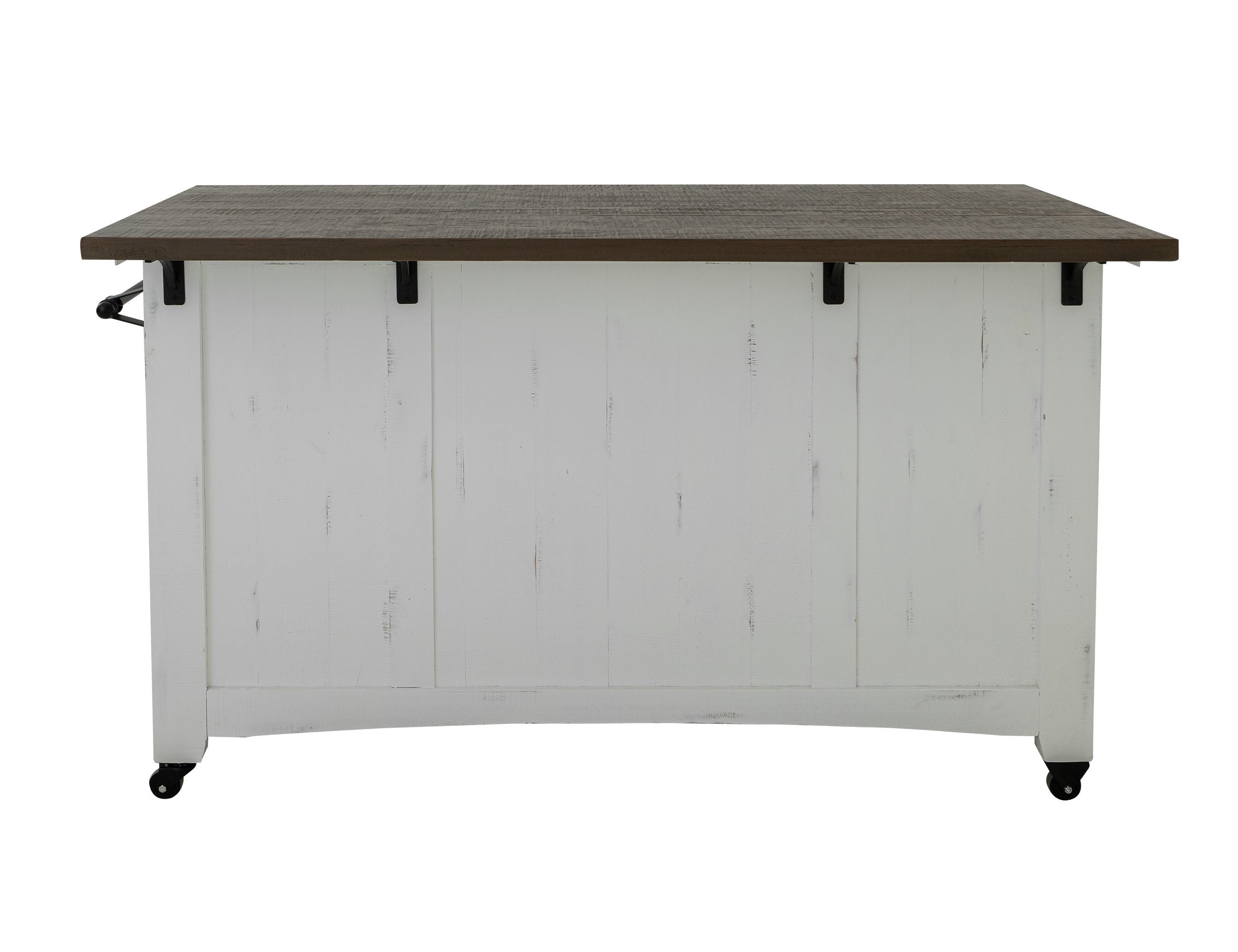 International Furniture Direct - PUEBLO WHITE KITCHEN ISLAND - White|Dark Brown Wood - Islands & Carts - Additional View 2
