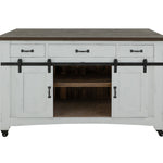 International Furniture Direct - PUEBLO WHITE KITCHEN ISLAND - White|Dark Brown Wood - Islands & Carts - Additional View 3