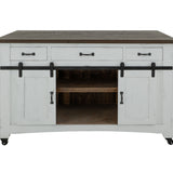 International Furniture Direct - PUEBLO WHITE KITCHEN ISLAND - White|Dark Brown Wood - Islands & Carts - Additional View 3