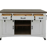International Furniture Direct - PUEBLO WHITE KITCHEN ISLAND - White|Dark Brown Wood - Islands & Carts - Additional View 4