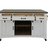 International Furniture Direct - PUEBLO WHITE KITCHEN ISLAND - White|Dark Brown Wood - Islands & Carts - Additional View 4