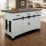 International Furniture Direct - PUEBLO WHITE KITCHEN ISLAND - White|Dark Brown Wood - Islands & Carts - Additional View 5
