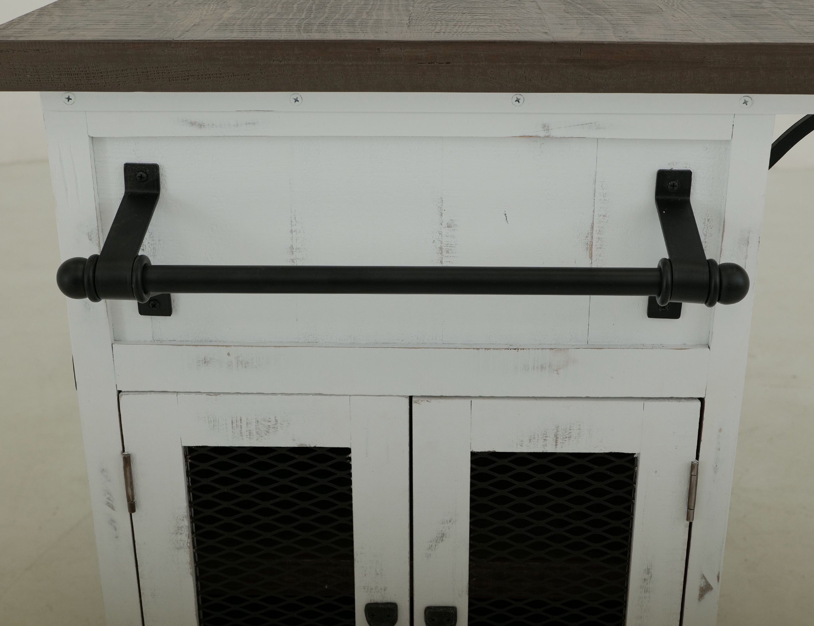 International Furniture Direct - PUEBLO WHITE KITCHEN ISLAND - White|Dark Brown Wood - Islands & Carts - Additional View 9